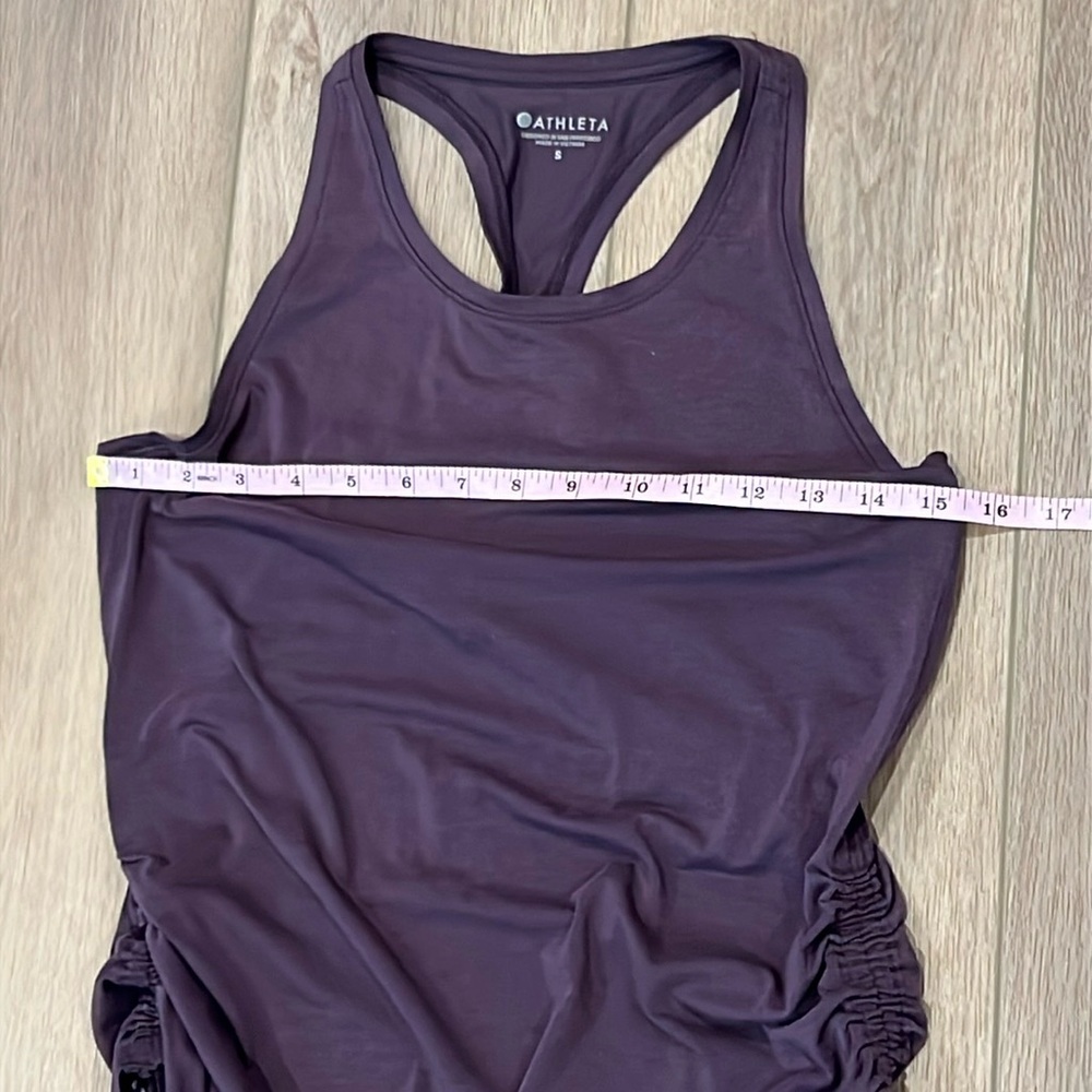Athleta Racerback Tank Top Size Small Plum Purple Cinched Sides w/Ties - Picture 4 of 10